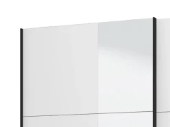 Guardaroba Grande Bianco Opaco Nero Appendiabiti 2 Ripiani 145.5x217.5h cm, Apertura Scorrevole - Vialone