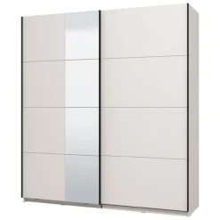 Guardaroba Grande Bianco Opaco Nero Appendiabiti 2 Ripiani 195x217.5h cm, Apertura Scorrevole - Siri