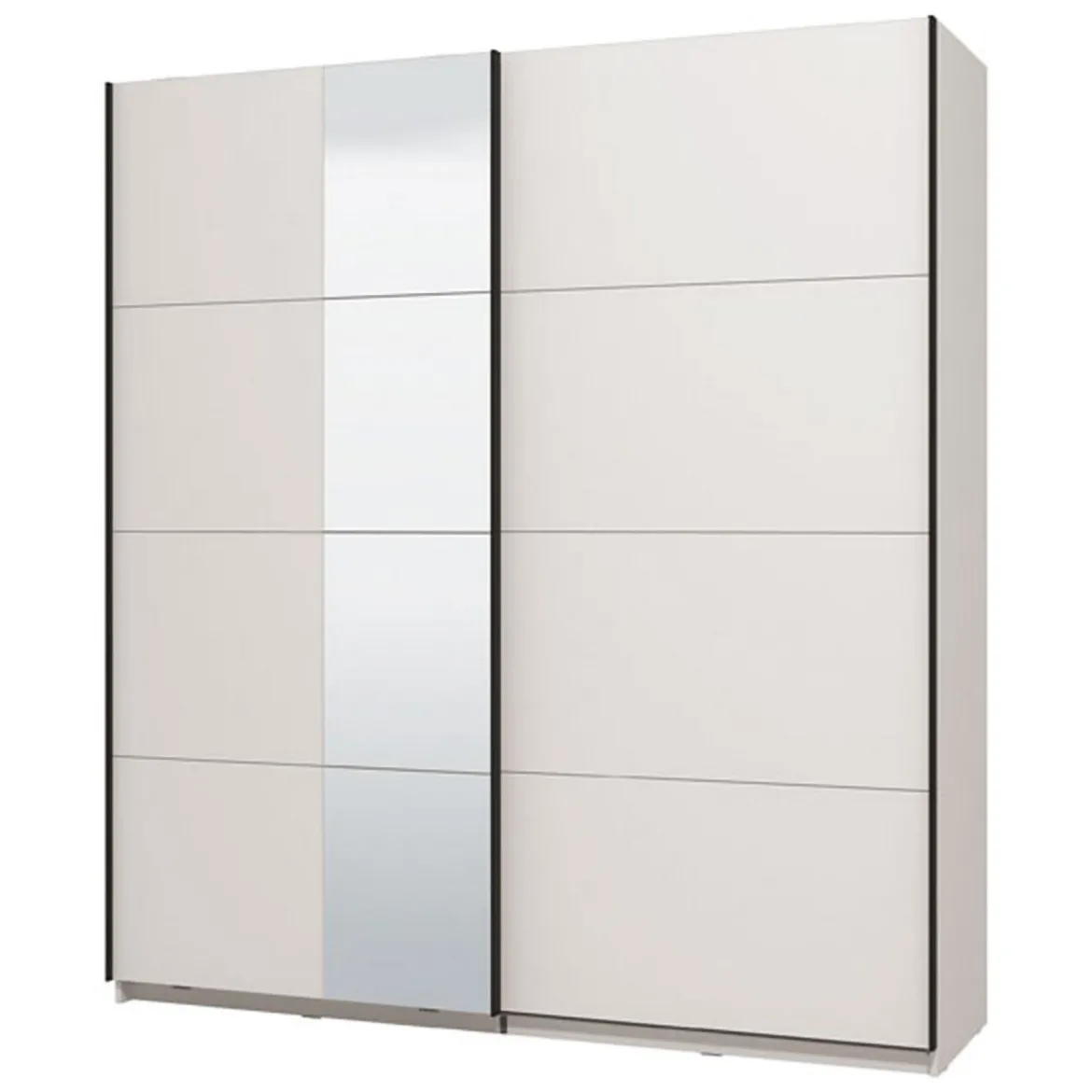 Guardaroba Grande Bianco Opaco Nero Appendiabiti 2 Ripiani 195x217.5h cm, Apertura Scorrevole - Porlezza