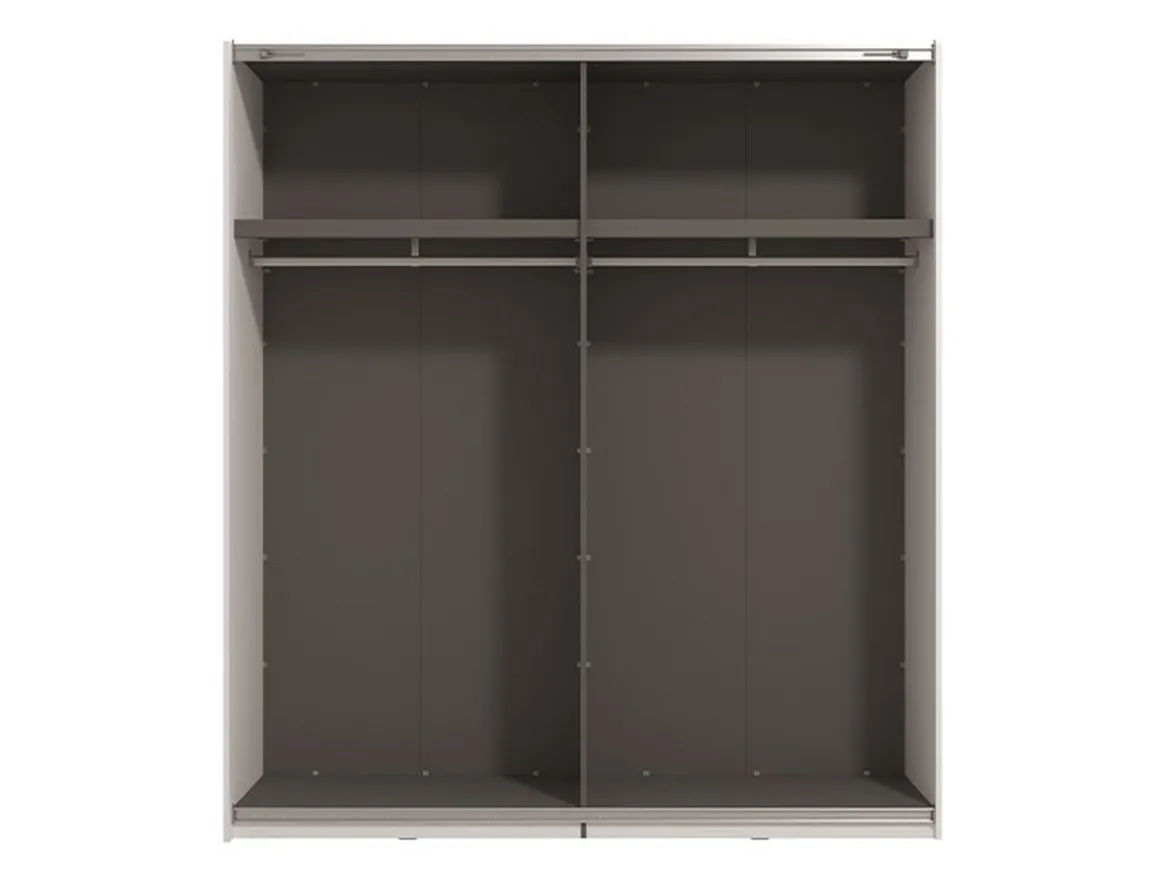 Guardaroba Grande Bianco Opaco Nero Appendiabiti 2 Ripiani 195x217.5h cm, Apertura Scorrevole - Porlezza