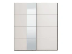 Guardaroba Grande Bianco Opaco Nero Appendiabiti 2 Ripiani 195x217.5h cm, Apertura Scorrevole - Porlezza