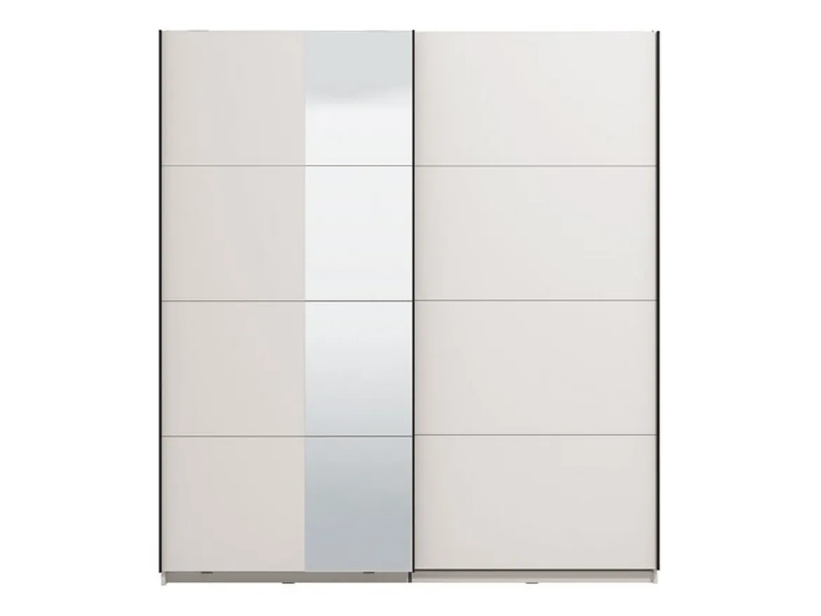 Guardaroba Grande Bianco Opaco Nero Appendiabiti 2 Ripiani 195x217.5h cm, Apertura Scorrevole - Porlezza