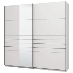 Guardaroba Grande Bianco Opaco Nero Appendiabiti 2 Ripiani 245x217.5h cm, Apertura Scorrevole - Peio