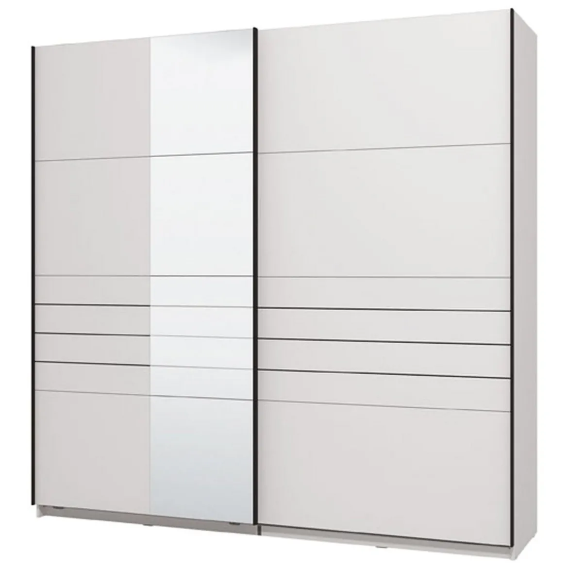 Guardaroba Grande Bianco Opaco Nero Appendiabiti 2 Ripiani 245x217.5h cm, Apertura Scorrevole - Peio