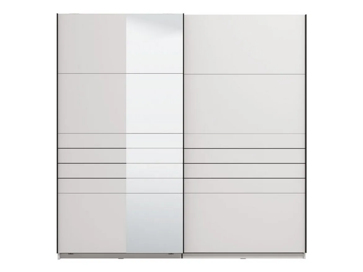 Guardaroba Grande Bianco Opaco Nero Appendiabiti 2 Ripiani 245x217.5h cm, Apertura Scorrevole - Peio