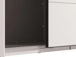 Guardaroba Grande Bianco Opaco Nero Appendiabiti 2 Ripiani 245x217.5h cm, Apertura Scorrevole - Peio