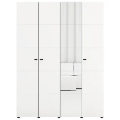 Guardaroba Grande Bianco Opaco Nero Appendiabiti 5 Ripiani 155x215.5h cm, 7 Vani - Carisolo