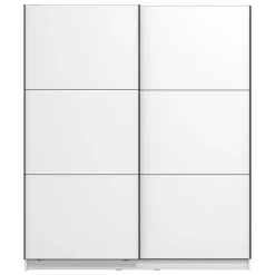 Guardaroba Grande Bianco Opaco Nero Appendiabiti 5 Ripiani 179x210h cm, Apertura Scorrevole - Cerchio