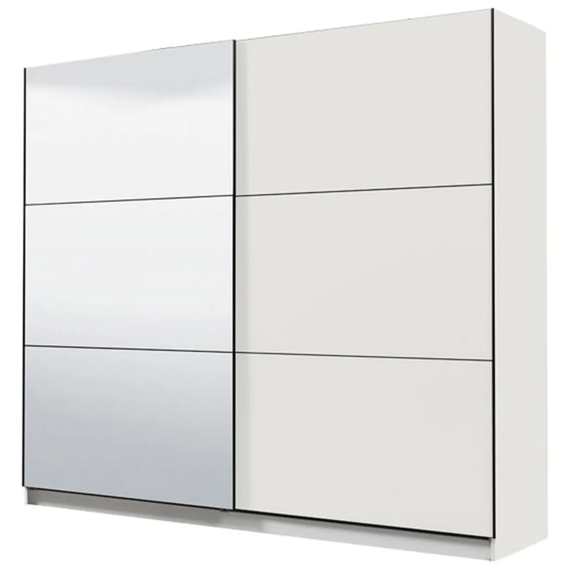 Guardaroba Grande Bianco Opaco Nero Appendiabiti 8 Ripiani 217x210h cm, Apertura Scorrevole - Soncino