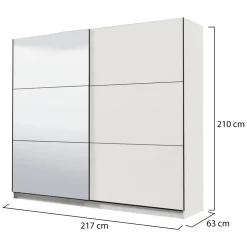 Guardaroba Grande Bianco Opaco Nero Appendiabiti 8 Ripiani 217x210h cm, Apertura Scorrevole - Soncino