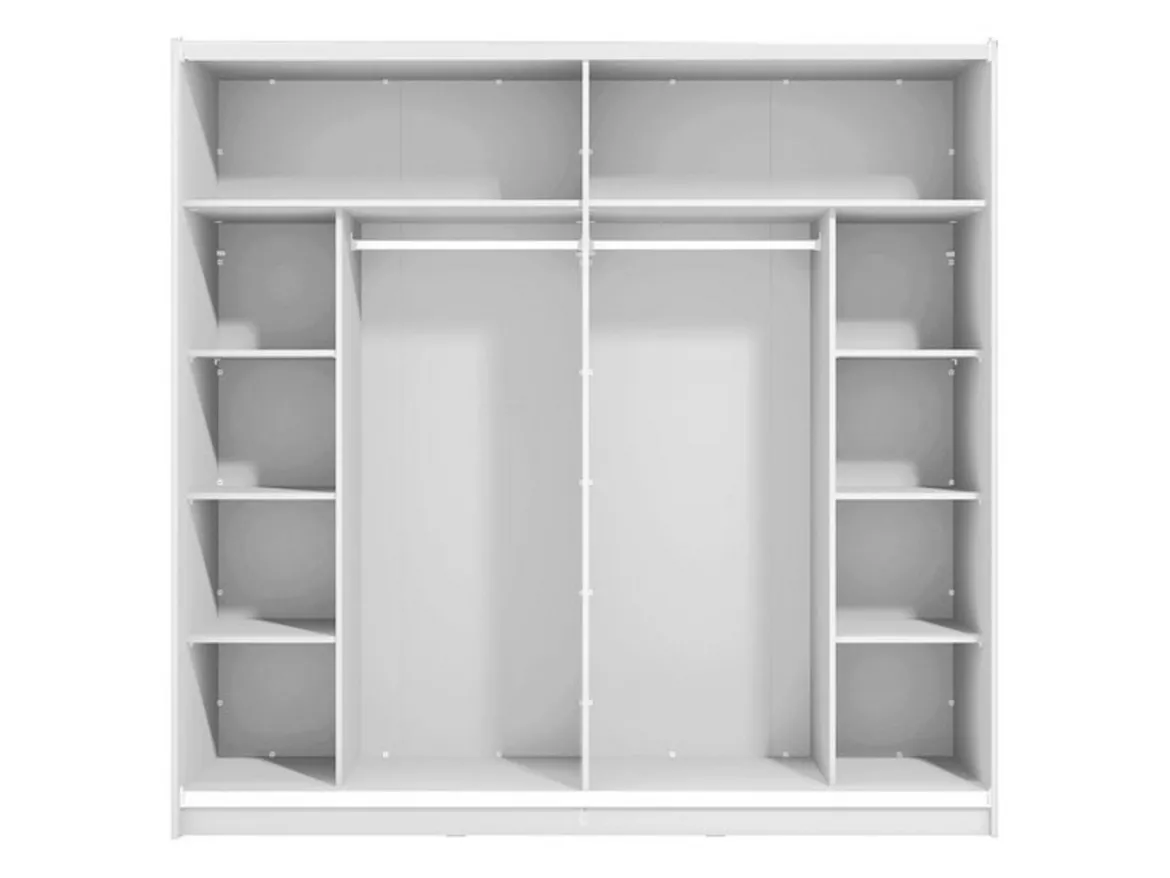 Guardaroba Grande Bianco Opaco Nero Appendiabiti 8 Ripiani 217x210h cm, Apertura Scorrevole - Soncino