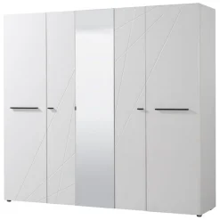 Guardaroba Grande Bianco Opaco Trasparente Appendiabiti 6 Ripiani 262.5x224h cm, Apertura Scorrevole - Carasco