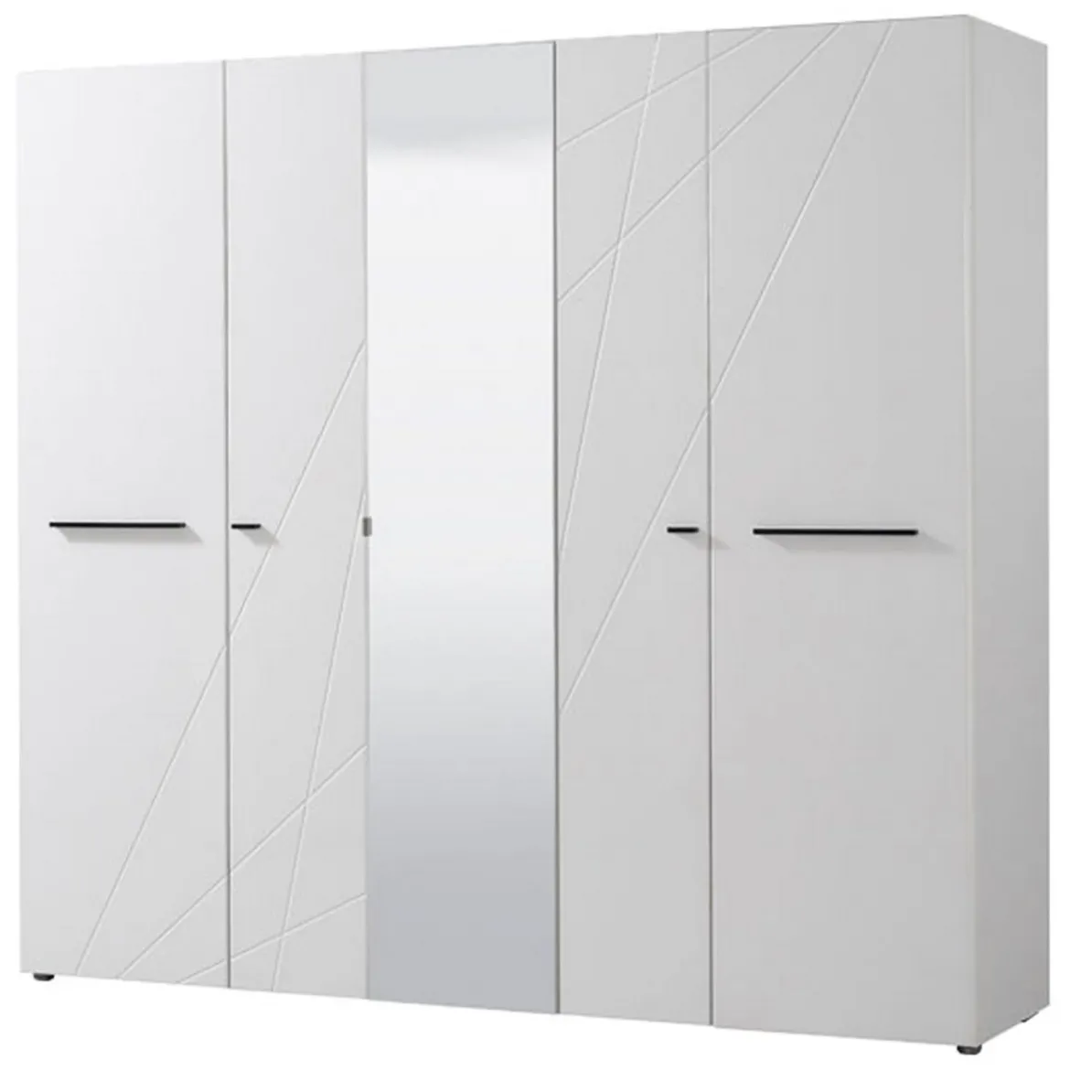 Guardaroba Grande Bianco Opaco Trasparente Appendiabiti 6 Ripiani 262.5x224h cm, Apertura Scorrevole - Carasco