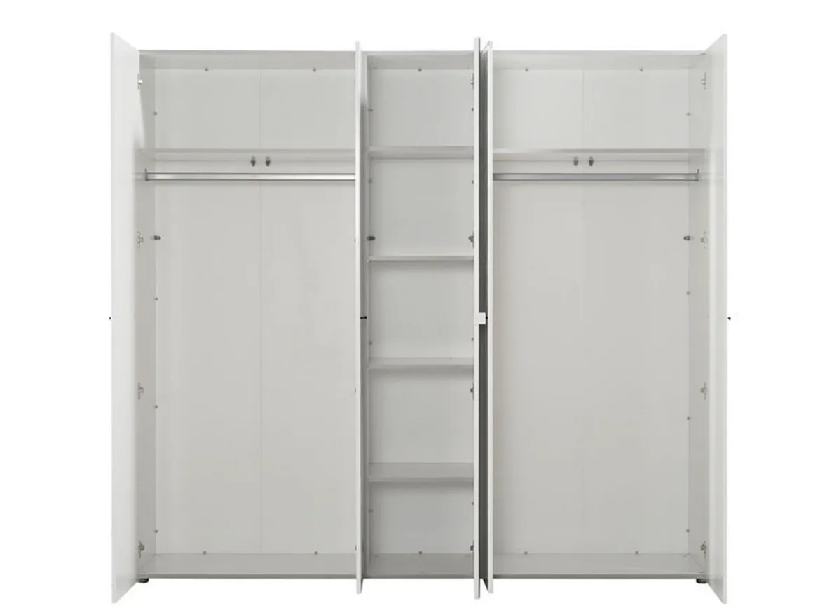 Guardaroba Grande Bianco Opaco Trasparente Appendiabiti 6 Ripiani 262.5x224h cm, Apertura Scorrevole - Carasco