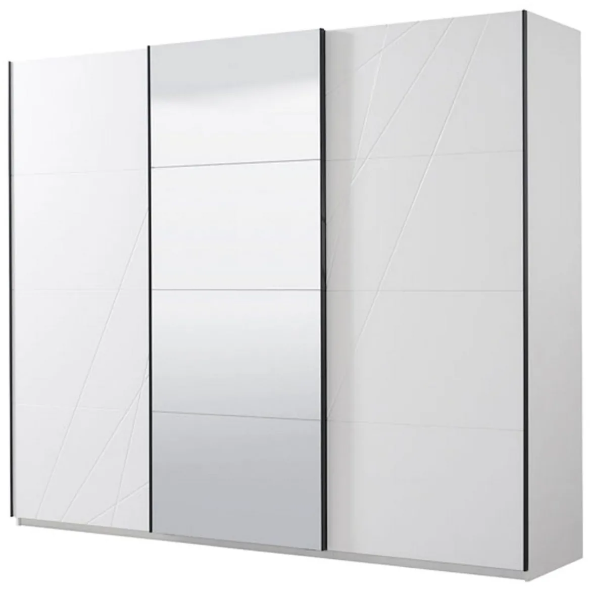 Guardaroba Grande Bianco Opaco Trasparente Appendiabiti 8 Ripiani 217x210h cm, Apertura Scorrevole - Galtelli