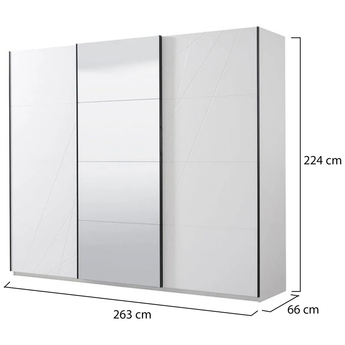 Guardaroba Grande Bianco Opaco Trasparente Appendiabiti 8 Ripiani 217x210h cm, Apertura Scorrevole - Galtelli