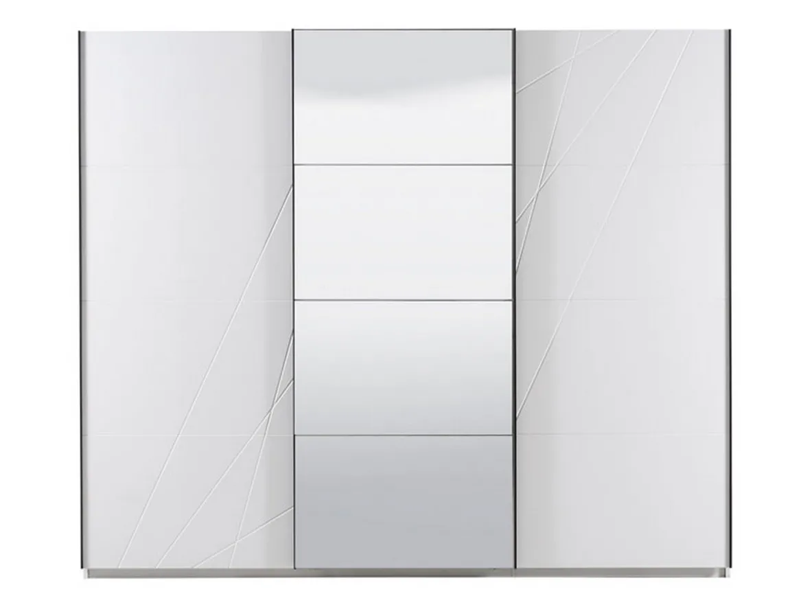 Guardaroba Grande Bianco Opaco Trasparente Appendiabiti 8 Ripiani 217x210h cm, Apertura Scorrevole - Galtelli