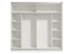 Guardaroba Grande Bianco Opaco Trasparente Appendiabiti 8 Ripiani 217x210h cm, Apertura Scorrevole - Valsinni