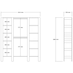 Guardaroba Grande Bianco 10 Ripiani Appendiabiti 161x180h cm, 12 Vani - Nerviano