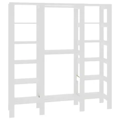 Guardaroba Grande Bianco 10 Ripiani Appendiabiti 161x180h cm, 12 Vani - Nerviano