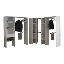 Guardaroba Grande Bianco 12 Ripiani Appendiabiti 388x187h cm, Modulabile - Trana