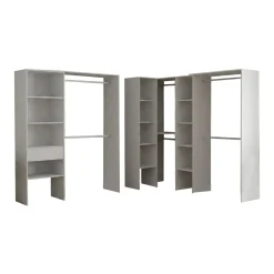 Guardaroba Grande Bianco 12 Ripiani Appendiabiti 388x187h cm, Modulabile - Trana