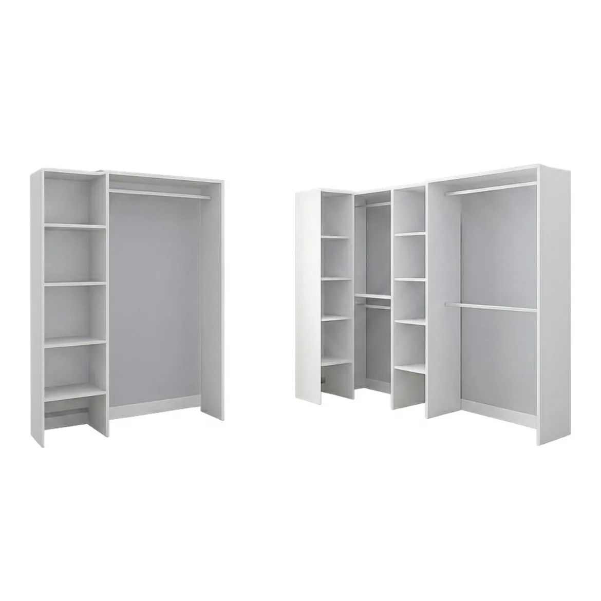 Guardaroba Grande Bianco 13 Ripiani Appendiabiti 369x187h cm, Modulabile - Comano