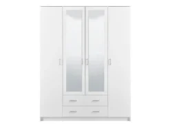 Guardaroba Grande Bianco 9 Ripiani Appendiabiti 160x205h cm, Apertura Battente e Scorrevole - Miazzina