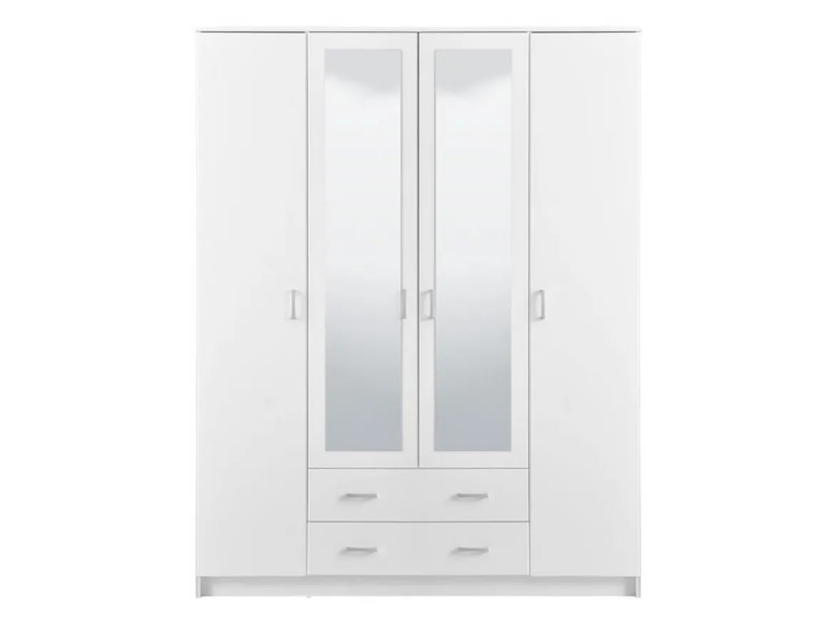 Guardaroba Grande Bianco 9 Ripiani Appendiabiti 160x205h cm, Apertura Battente e Scorrevole - Miazzina