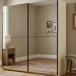 Guardaroba Grande Bianco Trasparente Appendiabiti 8 Ripiani 217x210h cm, 2 Ante - Ponso