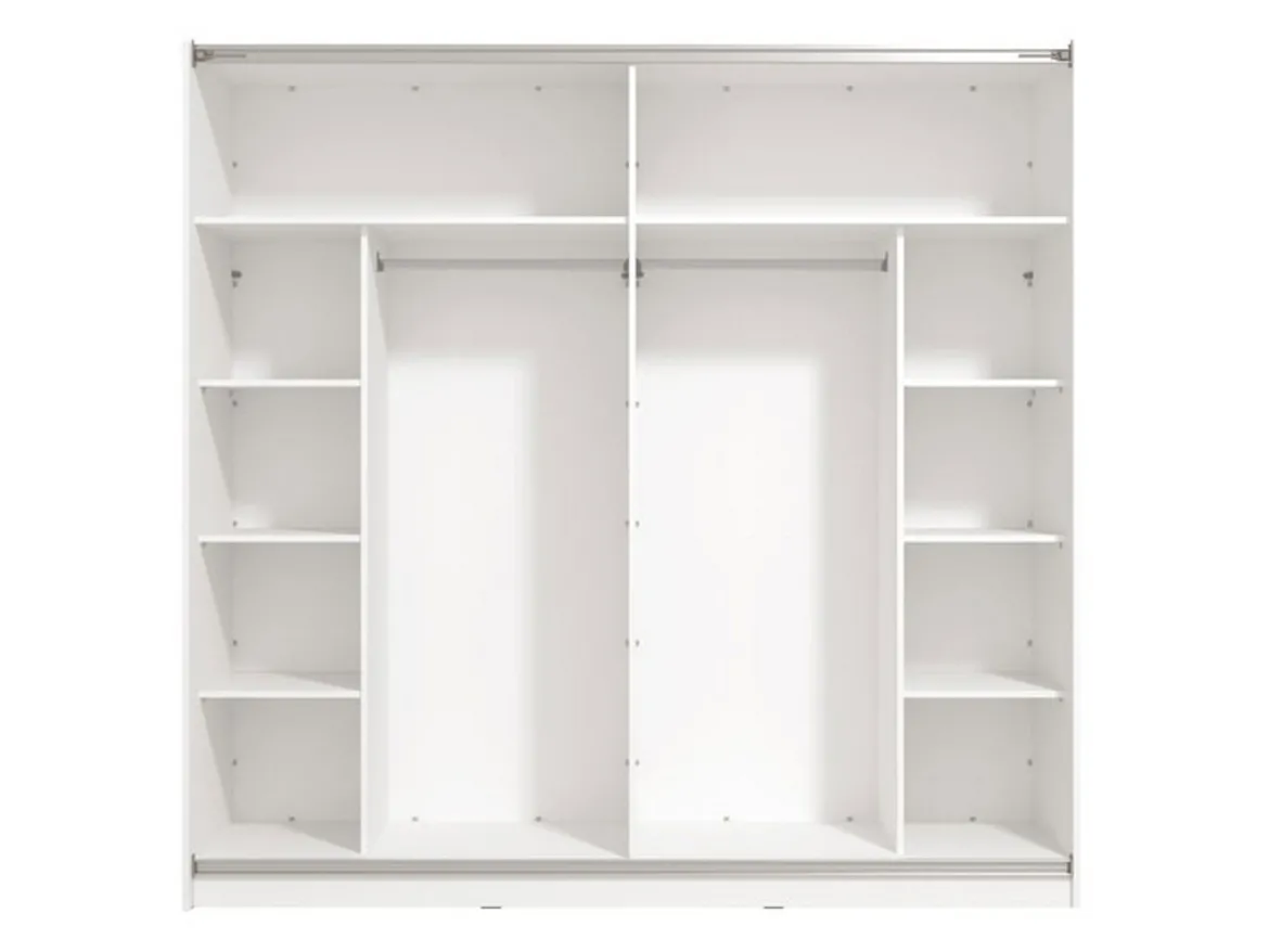 Guardaroba Grande Bianco Trasparente Appendiabiti 8 Ripiani 217x210h cm, 2 Ante - Ponso