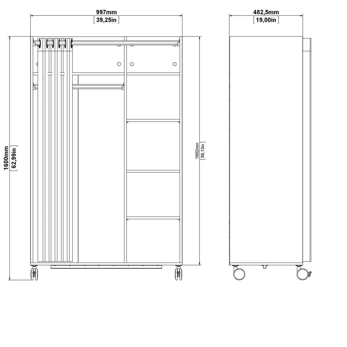 Guardaroba grande classico bianco 99x160h cm - Alfangon