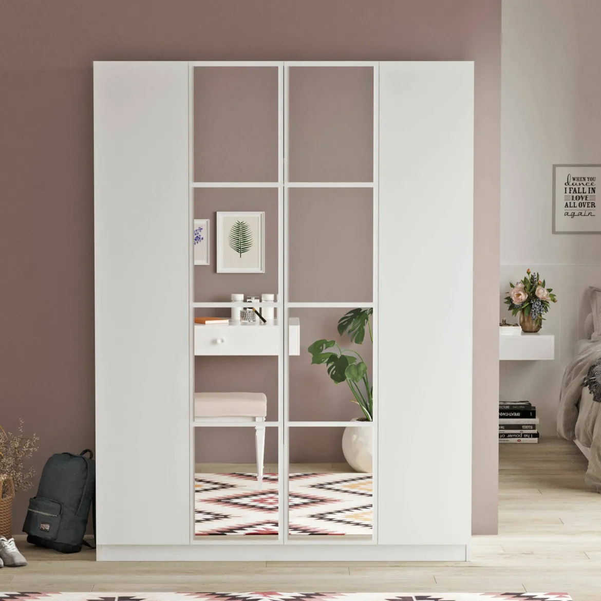 Guardaroba grande con appendiabiti bianco 138x183h cm - Phet