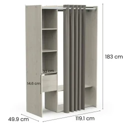 Guardaroba grande con appendiabiti rovere 119x183h cm - Elettori