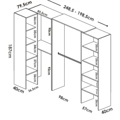 Guardaroba grande con appendiabiti rovere 248x187h cm - Florita
