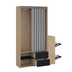 Guardaroba grande con appendiabiti rovere e nero 127x197h cm - Amaranto