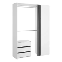 Guardaroba grande con cassetti bianco e antracite 140x205h cm - Annuck