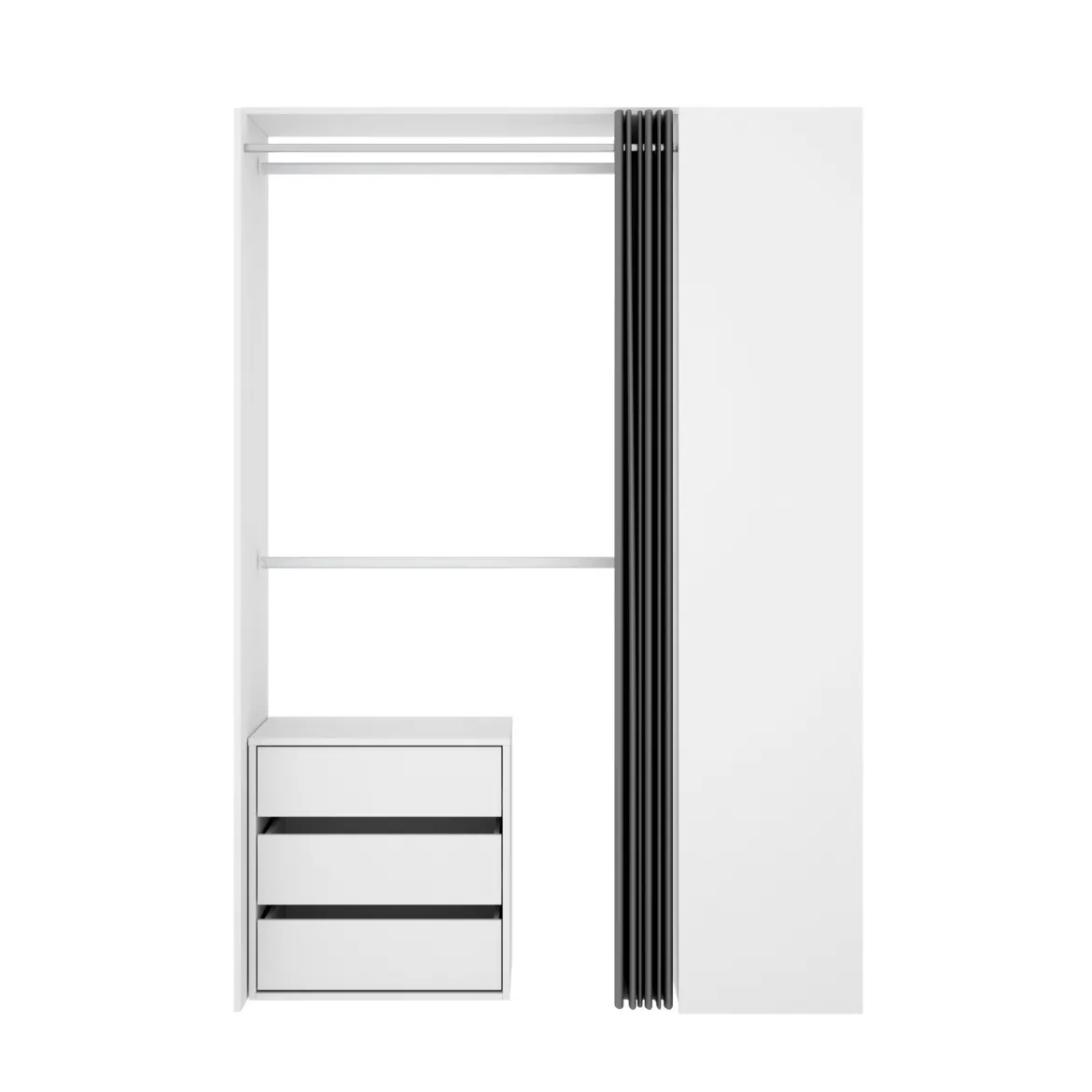Guardaroba grande con cassetti bianco e antracite 140x205h cm - Annuck