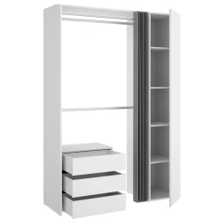 Guardaroba grande con cassetti bianco e antracite 140x205h cm - Annuck