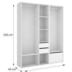 Guardaroba grande con cassetti bianco e rovere 158x205h cm - Celestin