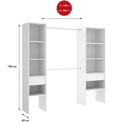 Guardaroba grande con ripiani regolabili bianco 200x215h cm - Persefone