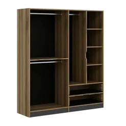 Guardaroba grande in legno nero e oro 185x208h cm - Odalys