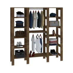 Guardaroba Grande Marrone Noce 10 Ripiani Appendiabiti 161x180h cm, 12 Vani - Nerviano