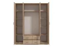 Guardaroba Grande Marrone Noce 9 Ripiani Appendiabiti 160x205h cm, 4 Ante - Miazzina