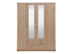 Guardaroba Grande Marrone Noce 9 Ripiani Appendiabiti 160x205h cm, 4 Ante - Miazzina