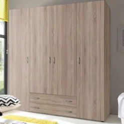 Guardaroba Grande Marrone Rovere 2 Cassetti Apertura Battente 160x177h cm, 4 Ante - Vigonza