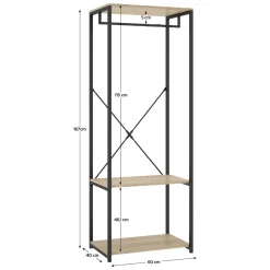 Guardaroba Grande Marrone Rovere Nero 2 Ripiani Appendiabiti 40x167h cm, Cassetti - Cedar
