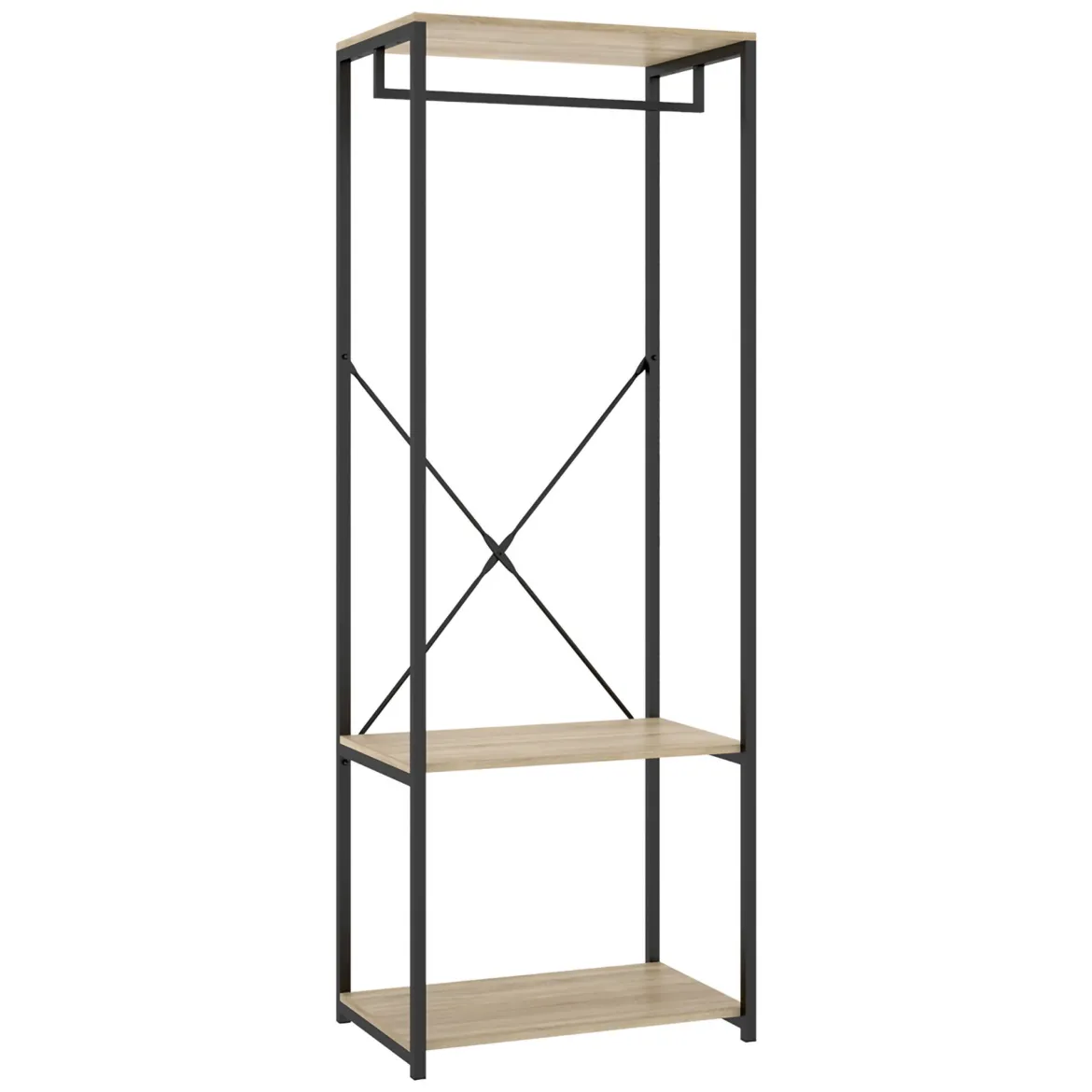 Guardaroba Grande Marrone Rovere Nero 2 Ripiani Appendiabiti 40x167h cm, Cassetti - Cedar