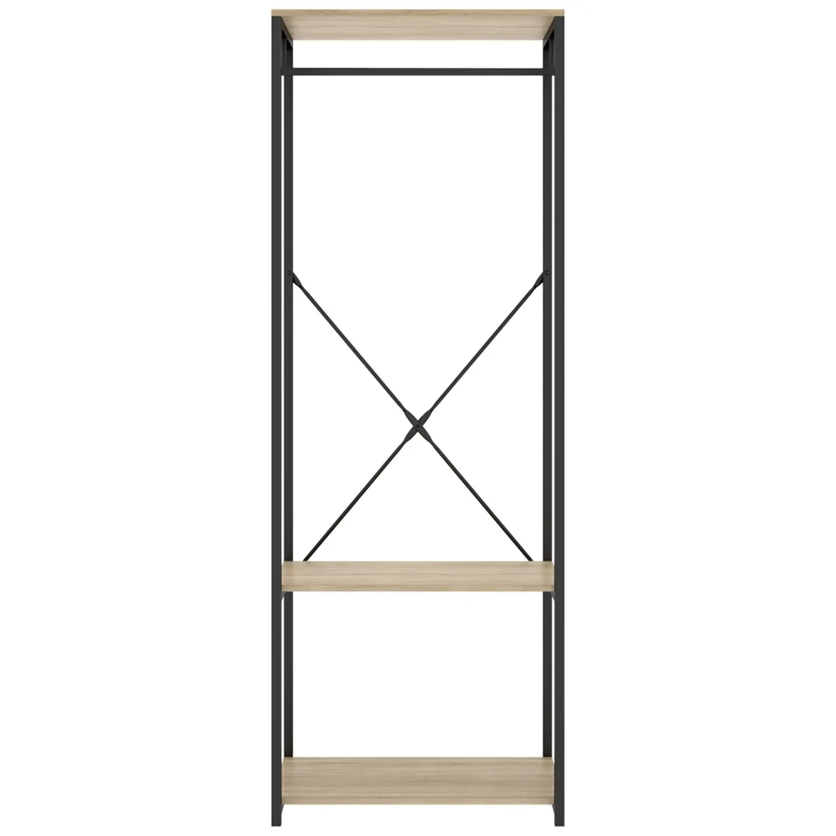 Guardaroba Grande Marrone Rovere Nero 2 Ripiani Appendiabiti 40x167h cm, Cassetti - Cedar