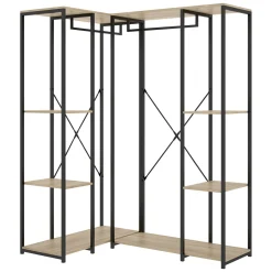 Guardaroba Grande Marrone Rovere Nero 5 Ripiani Appendiabiti 40x167h cm, Cassetti - Dalton